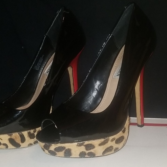 Steve Madden 7.5 leather upper cheetah platform - Picture 3 of 12